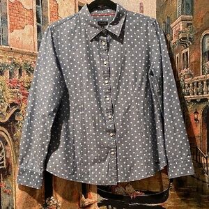 Talbots 💯 % Cotton Polka Dot Button Down Shirt